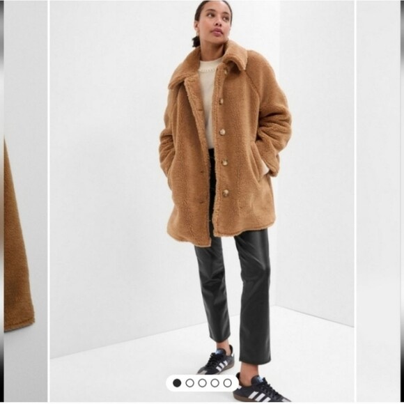 GAP Sherpa Coat holiday brown tan XL - Picture 1 of 9